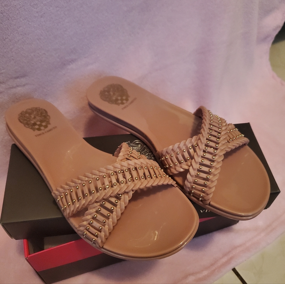 Vince Camuto Cross Band Jelly Slide Sandal -Endira Blush sz 8 NWB